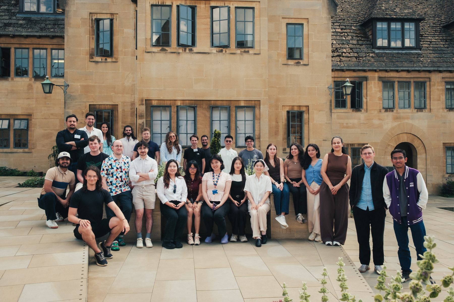 Oxford LLMs 2026 cohort group photo at Nuffield College